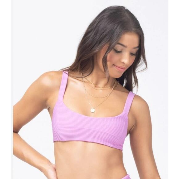 L*Space Jess Bikini Top in Rosebud Pink Ribbed Size Small NWT - Picture 1 of 6